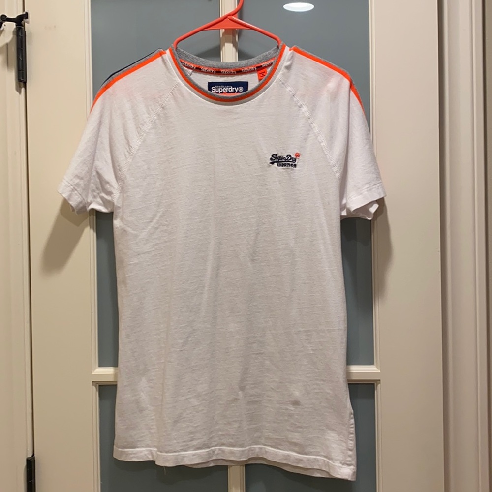 Superdry White Short Sleeve Tee with Orange Trim